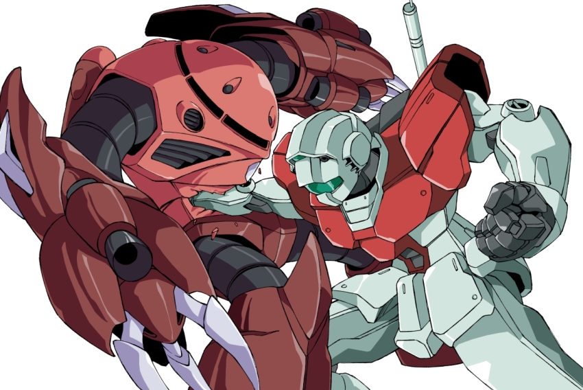 assault_visor, clenched_hand, commentary_request, gm_(mobile_suit), green_visor, gundam, hogeroh, mecha