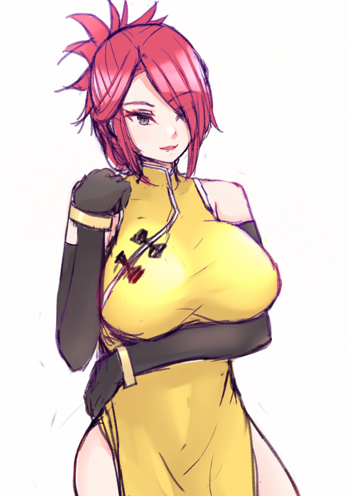 1girl, 22806, akatsuki_blitzkampf, bracelet, breasts, china_dress, chinese_clothes, dress