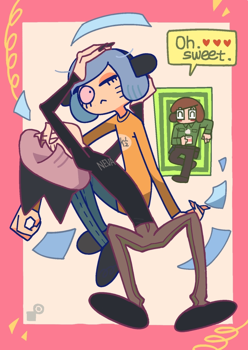 3boys, animal_ears, animal_hat, blue_hair, cat_hat, chinese_commentary, commentary_request, english_text