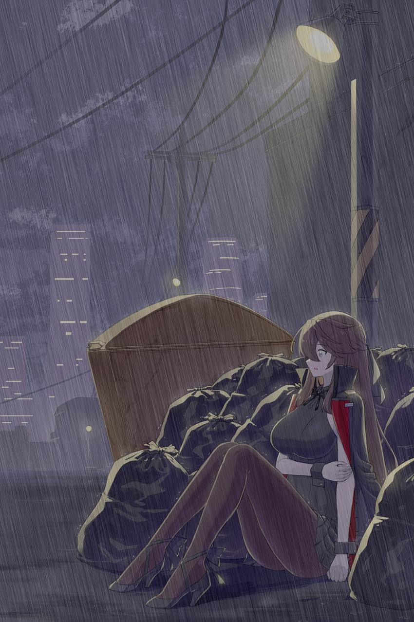 1girl, :o, black_jacket, black_ribbon, black_rose_(counter:side), black_shirt, black_skirt, bow