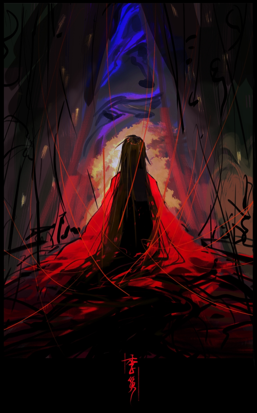 1boy, absurdly_long_hair, absurdres, alternate_hair_length_(longer), black_hair, character_name, chinese_clothes, chinese_commentary