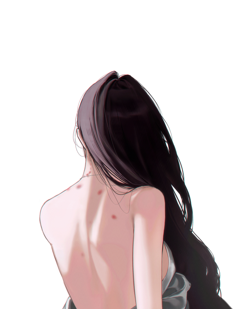 1girl, absurdres, back, back_focus, backless_dress, backless_outfit, bite_mark, bite_mark_on_neck