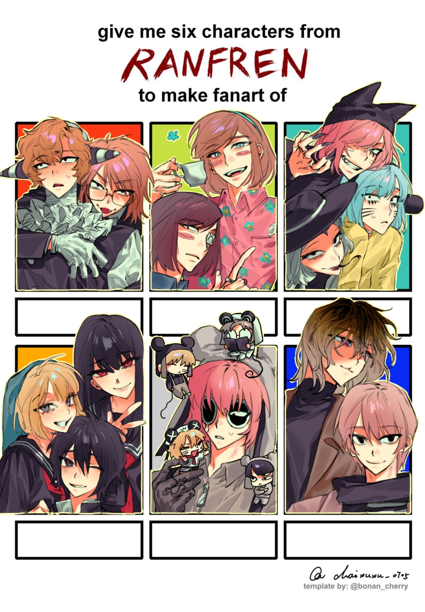 absurdres, animal_hat, avalona, black_serafuku, brown_hair, cat_hat, chaixuxu0705, clown