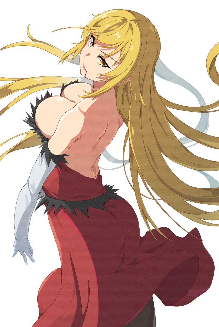 1girl, bare_shoulders, blonde_hair, blood, blood_on_face, breasts, cleavage, collarbone