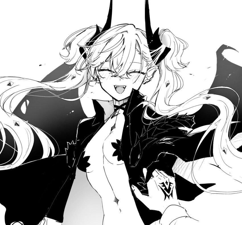 1girl, closed_eyes, command_spell, fate/grand_order, fate_(series), holding_hands, horns, lilith_(fate)