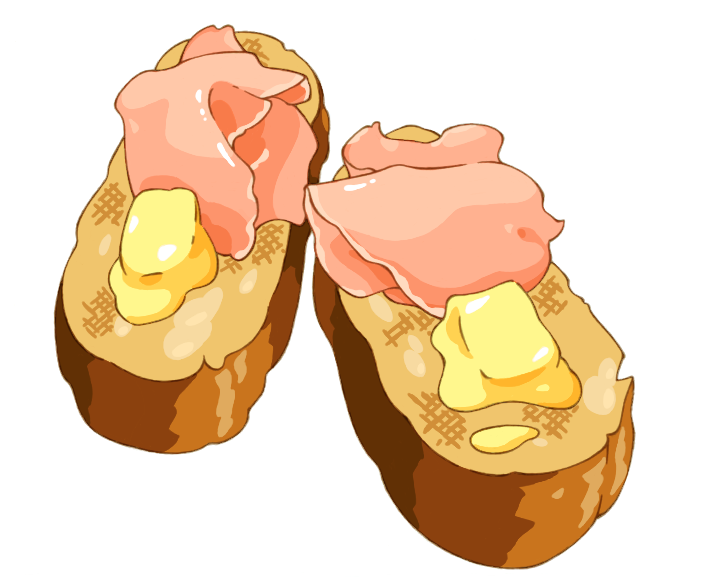 bread, butter, food, food_focus, haboban, ham, no_humans, original