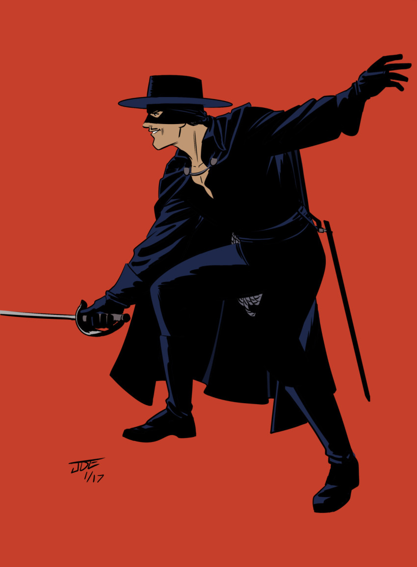 1boy, black_boots, black_cape, black_gloves, black_hat, boots, cape, commentary