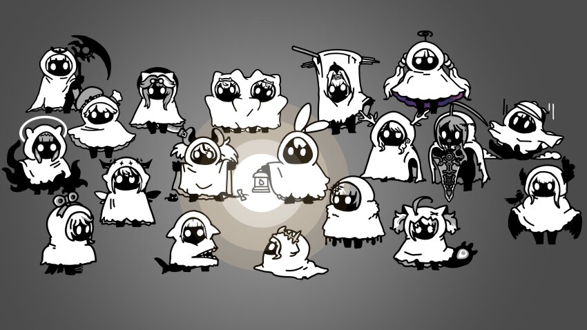 6+girls, absurdres, afei_(sfma3248), ahoge, animal_costume, animal_ears, animal_hood, beret