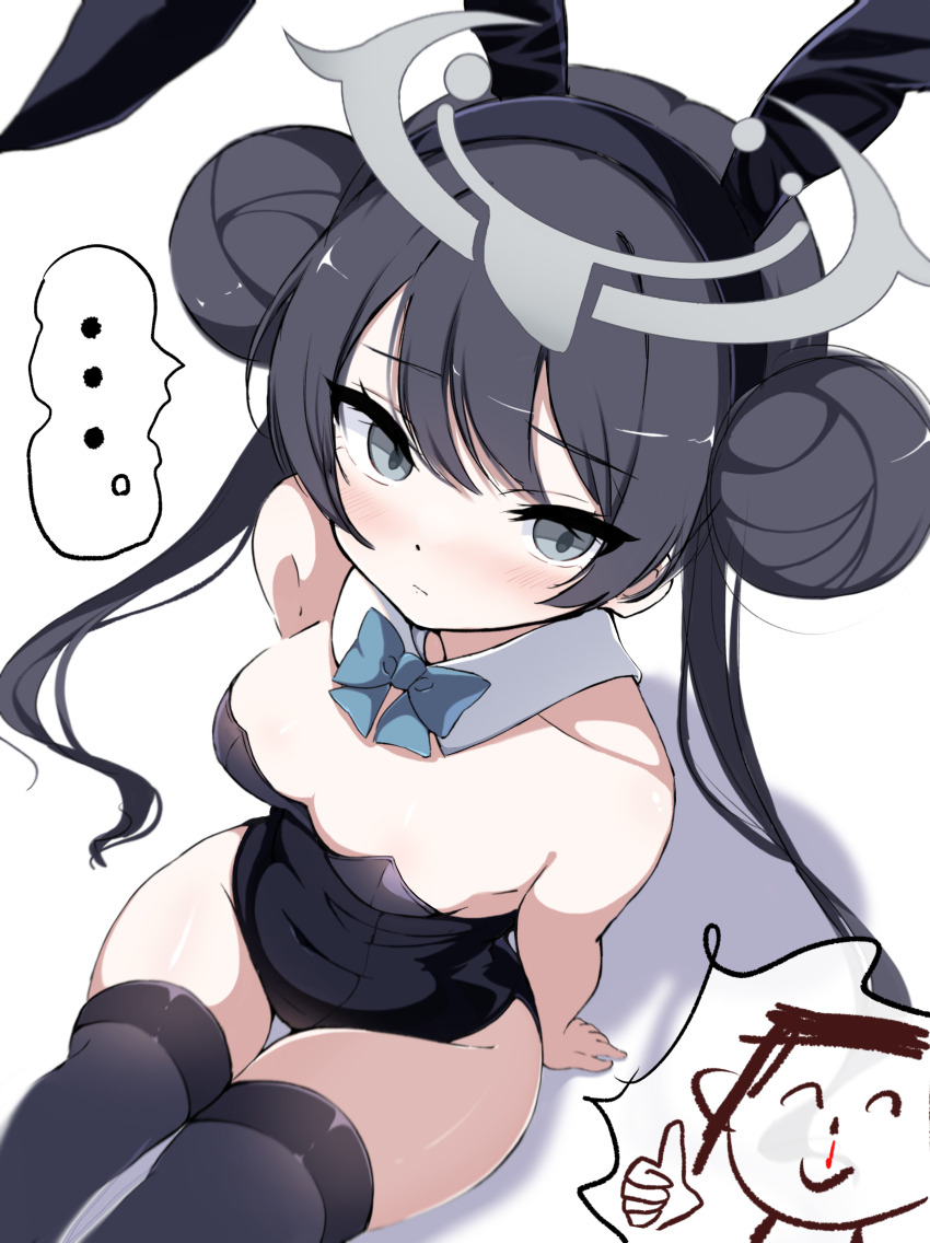 ..., 1girl, absurdres, animal_ears, bare_shoulders, black_hair, black_leotard, blue_archive