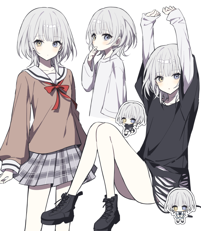 1girl, absurdres, age_comparison, arm_at_side, arms_at_sides, arms_up, bang_dream!, bang_dream!_it's_mygo!!!!!