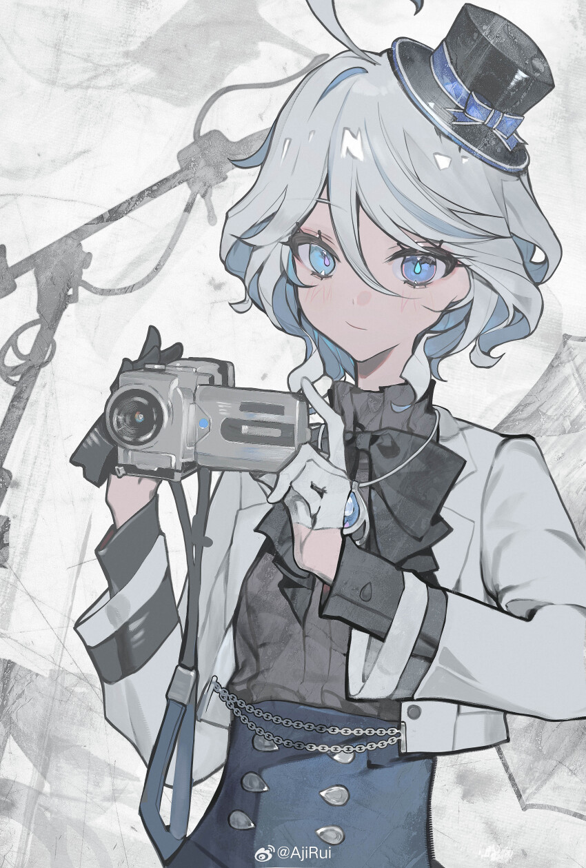 1girl, absurdres, ahoge, ajirui, alternate_costume, asymmetrical_gloves, black_bow, black_bowtie