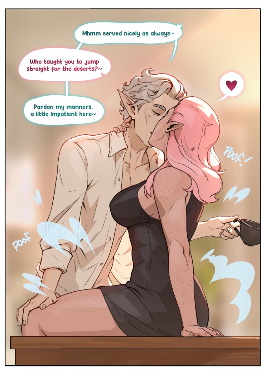 1boy, 1girl, absurdres, astarion, baldur's_gate, baldur's_gate_3, black_dress, body_freckles