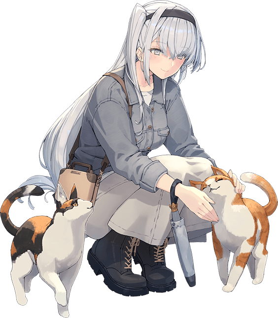 1girl, black_boots, boots, breast_pocket, calico_(pattern), cat, closed_umbrella, fuyutsuki_(kancolle)