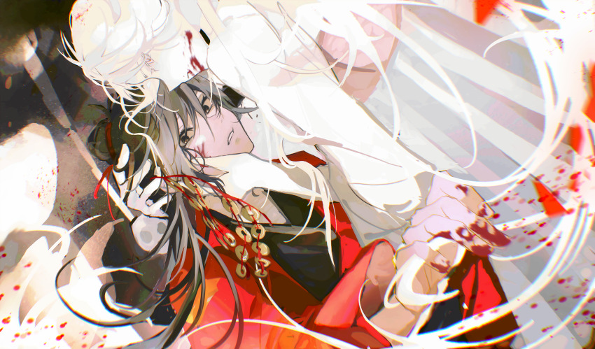 1boy, 1girl, aaawwwssslll, absurdres, bai_lingmiao, black_eyes, black_hair, black_hanfu