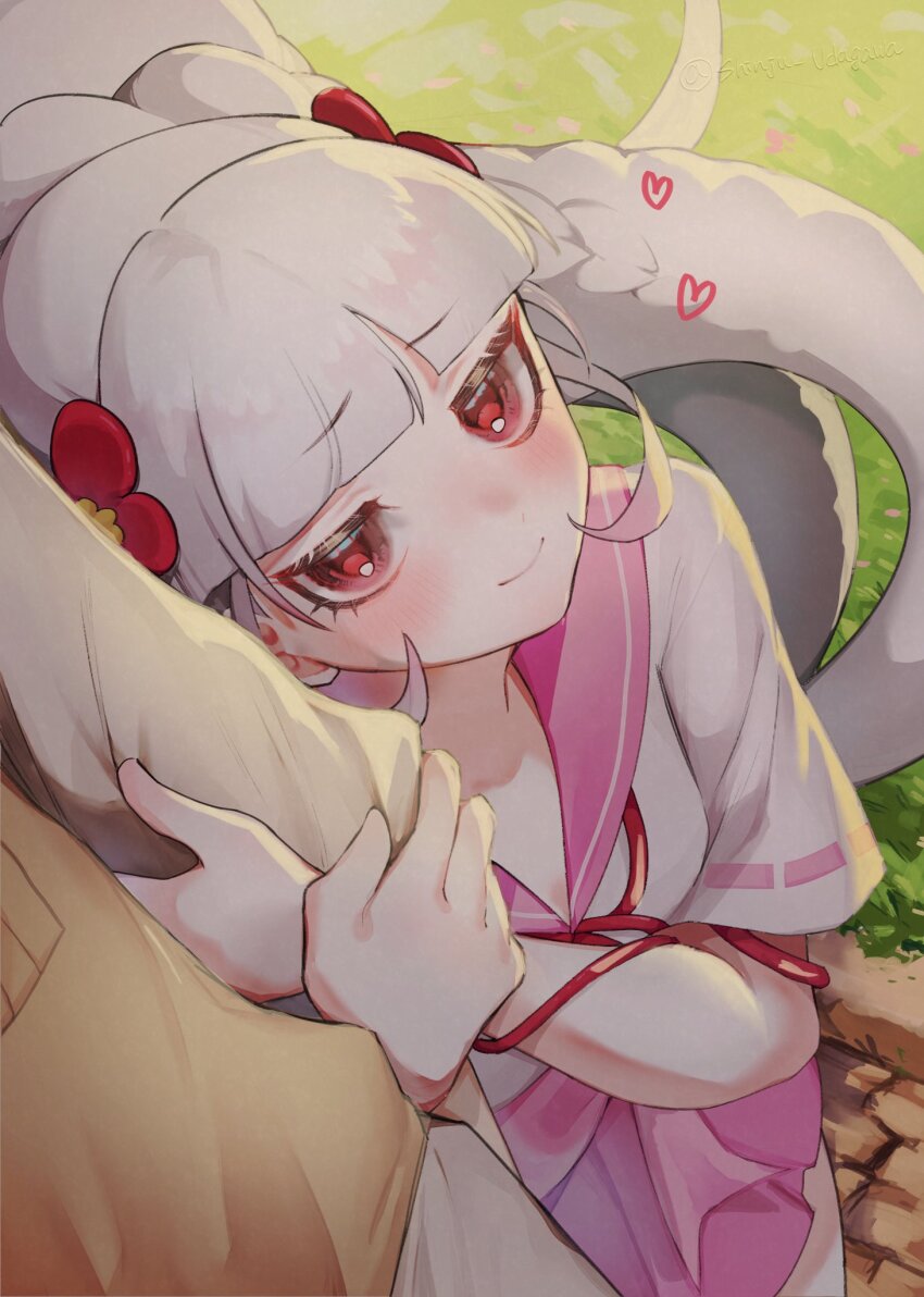 1boy, 1girl, arm_hug, blunt_bangs, blush, bow, bowtie, brown_shoes