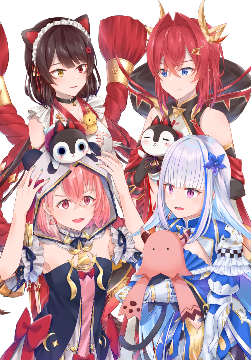 4girls, :d, =_=, absurdres, ahoge, ange_katrina, ange_katrina_(valkyrie_hero), animal