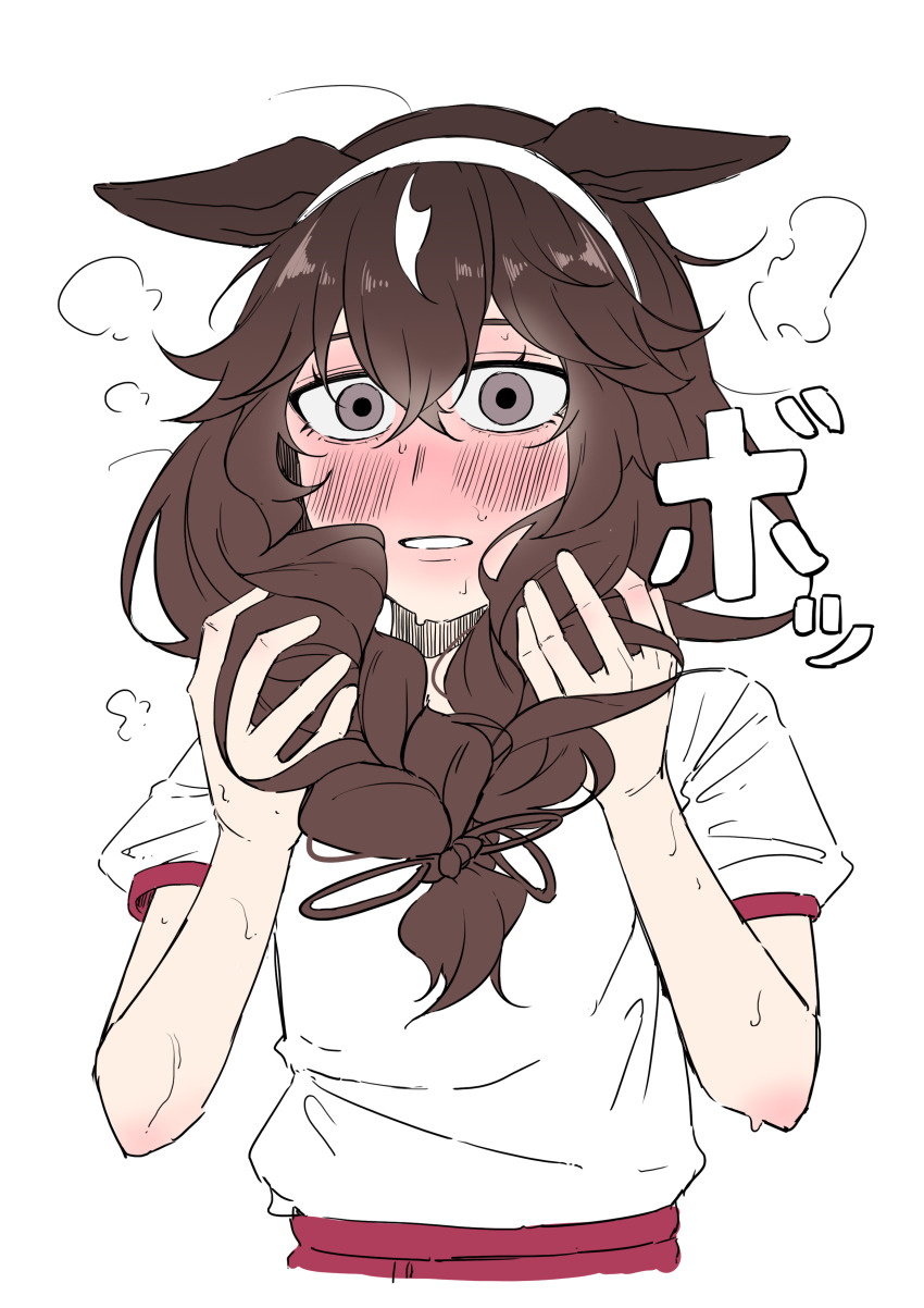 1girl, absurdres, alternate_costume, animal_ears, blush, braid, breasts, brown_eyes