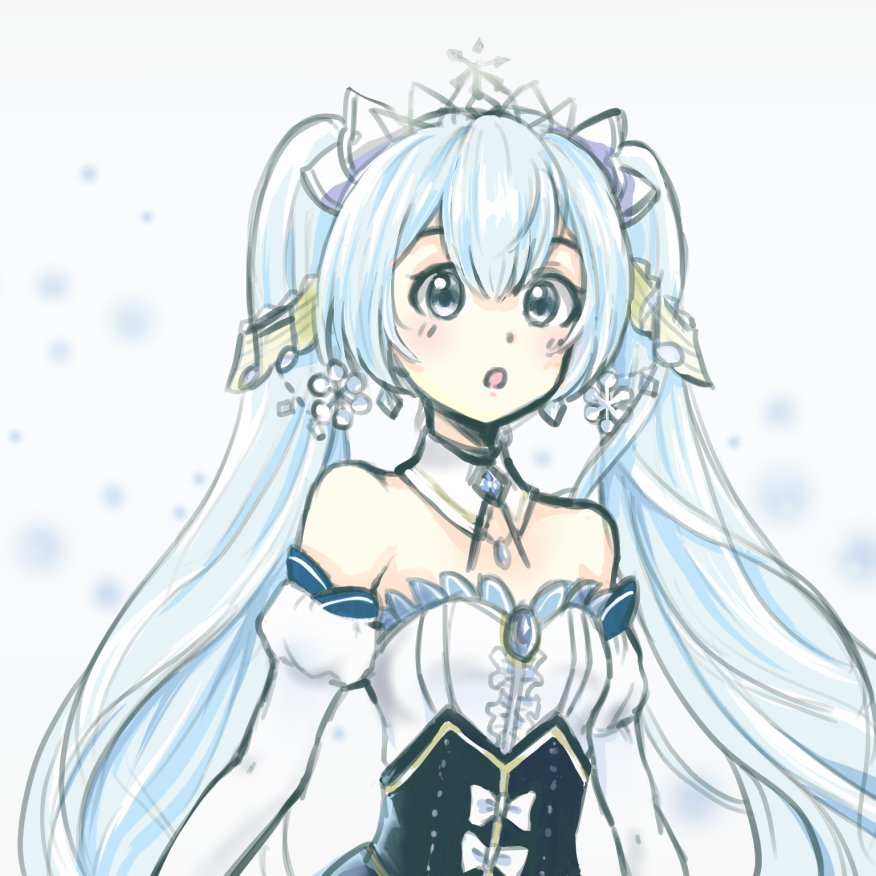 1girl, amd_aoneko, black_eyes, blue_hair, breasts, detached_collar, detached_sleeves, double-parted_bangs