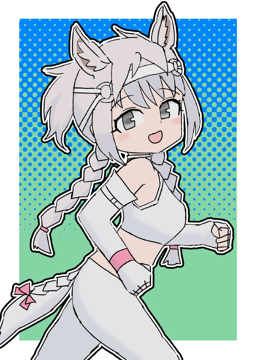 1girl, absurdres, animal_ears, bare_shoulders, blush, bow, braid, braided_tail