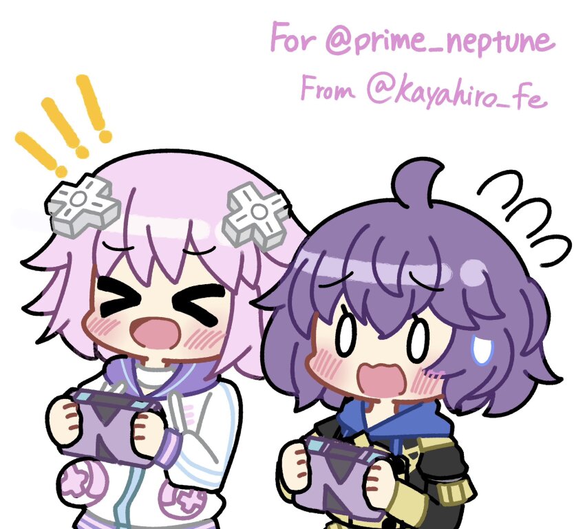 !, !!, >_<, 2girls, ahoge, bernadetta_von_varley, blush, controller