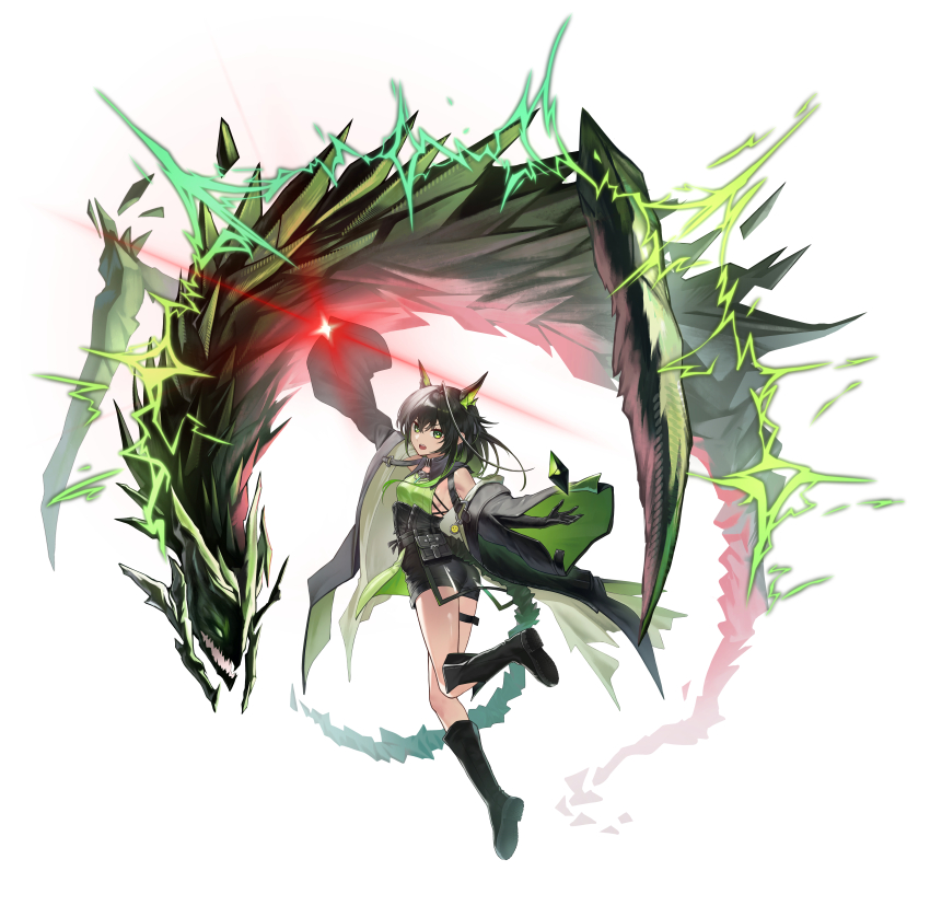 1girl, absurdres, ahoge, arknights, arm_up, ass, bare_shoulders, black_boots