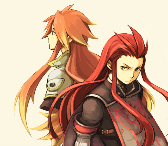 00s, 2boys, asch_(tales), green_eyes, long_hair, luke_fon_fabre, male_focus, morisuke