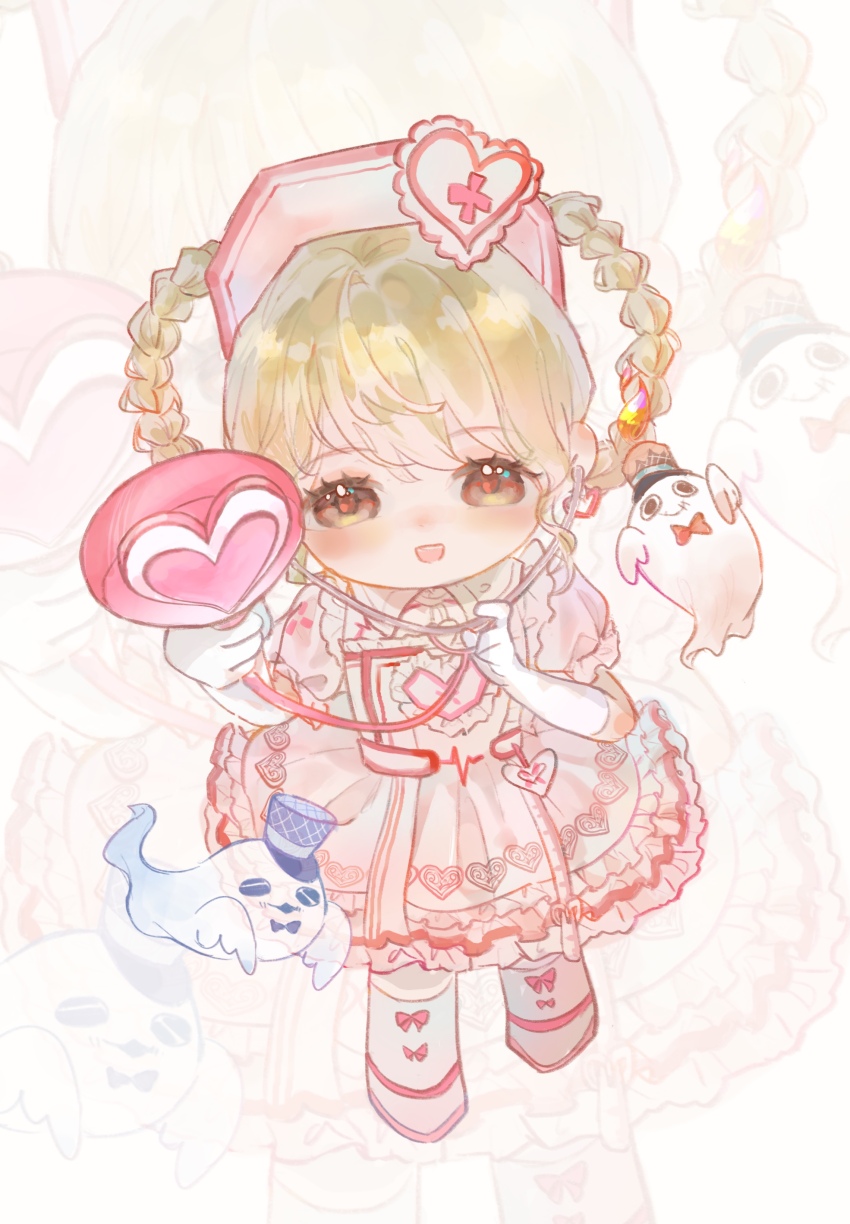 1girl, absurdres, azi_butaizi, blonde_hair, bow, bow_legwear, braid, braided_hair_rings