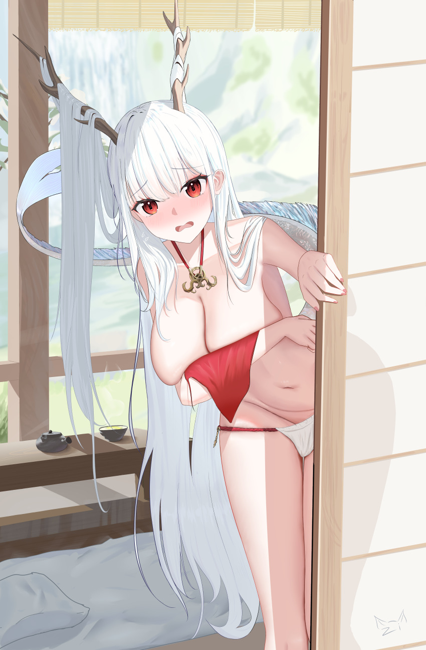 1girl, absurdres, azur_lane, bare_shoulders, bikini, blush, breasts, cleavage