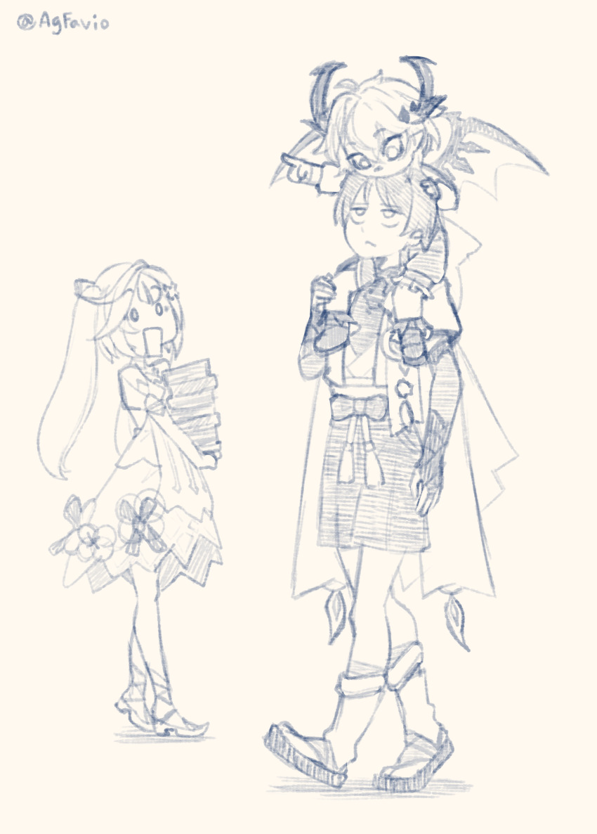 1girl, 2boys, absurdres, agfavio, arm_at_side, armor, blunt_ends, bodysuit