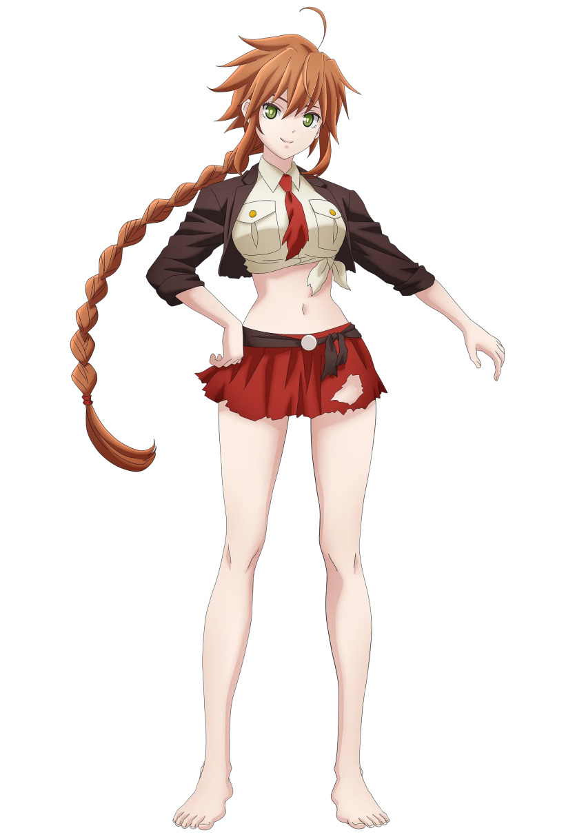 1girl, absurdres, braid, braided_ponytail, breasts, green_eyes, highres, ishura