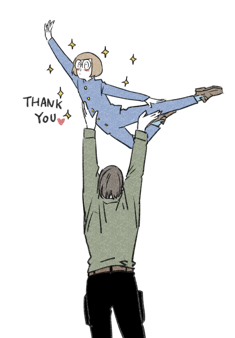 2boys, aged_down, axe_luther, brown_hair, carrying, carrying_person, commentary_request, dream_luther