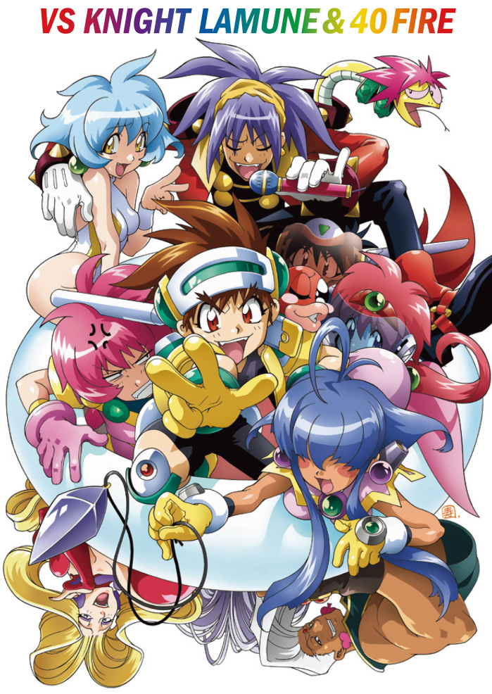 1990s_(style), 4boys, 5girls, arara_milk, baba_lamune, baba_lemonade, blonde_hair, blush