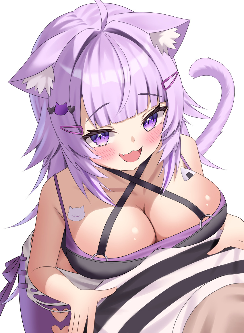 1girl, 1other, absurdres, ahoge, animal_ear_fluff, animal_ears, black_shirt, breasts