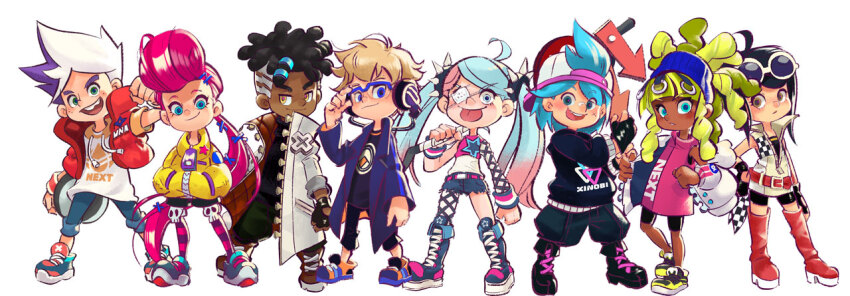 absurdly_long_hair, adjusting_clothes, adjusting_eyewear, adjusting_gloves, ahoge, anime_coloring, ankle_boots, aqua_eyes