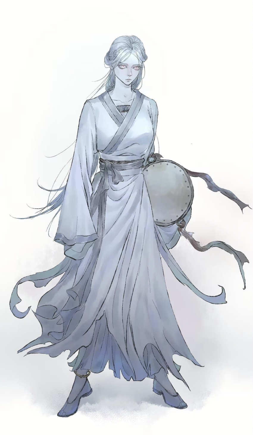 1girl, absurdres, anklet, bai_lingmiao, breasts, chinese_clothes, chinese_commentary, chumo-qulingxiao