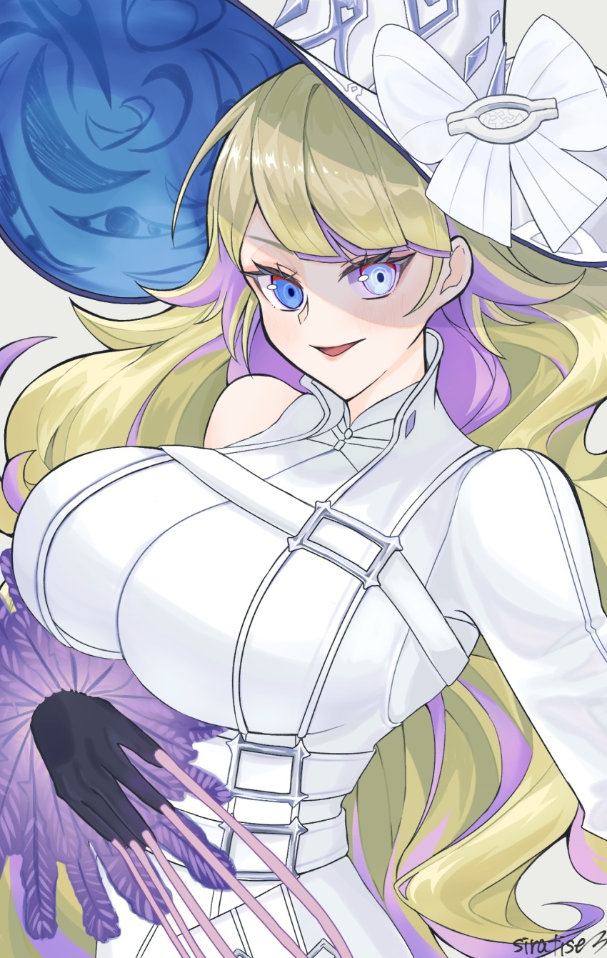 1girl, blonde_hair, blue_eyes, bodysuit, breasts, diabellze_the_original_sinkeeper, duel_monster, hat