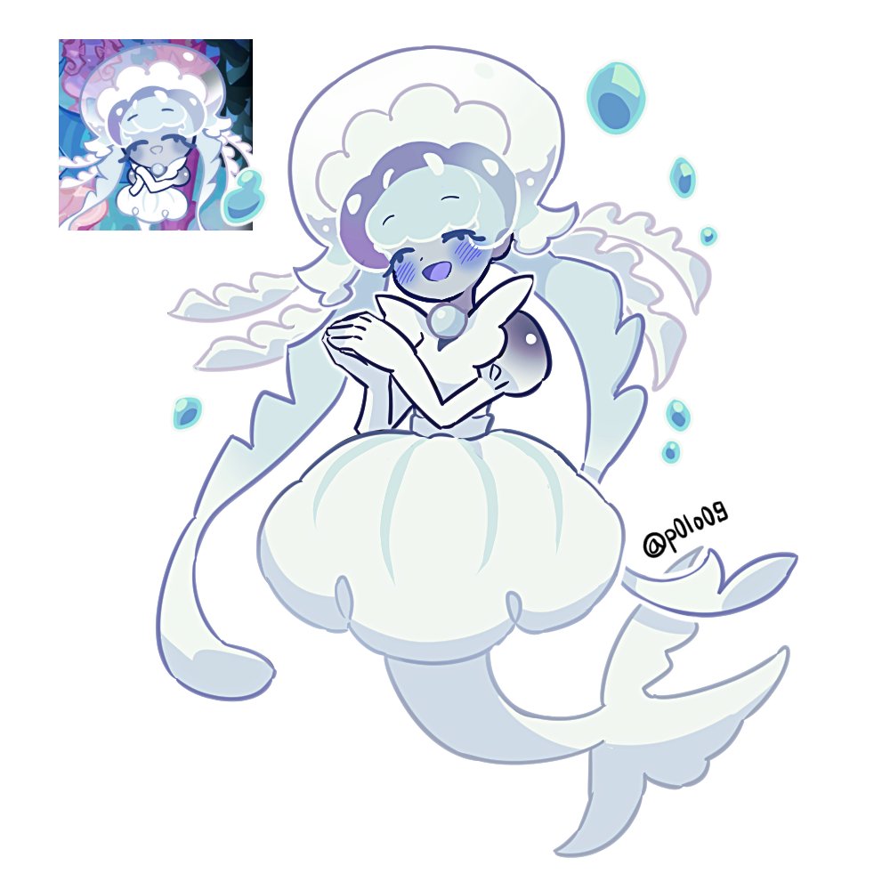 1girl, closed_eyes, closed_mouth, cookie_run, cookie_run:_kingdom, dress, frilled_jellyfish_cookie, frills