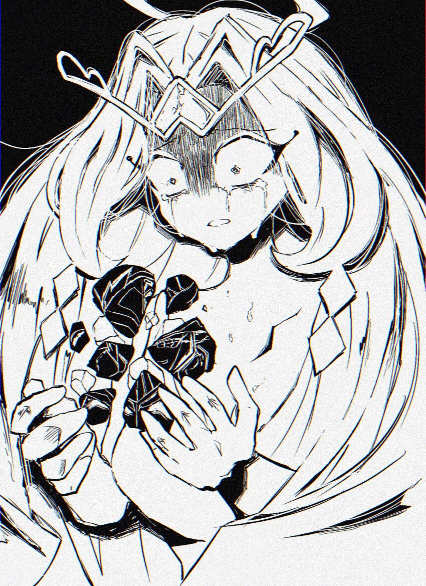 1girl, angel, angel_wings, breasts, cookie_run, cookie_run:_kingdom, crying, crying_with_eyes_open