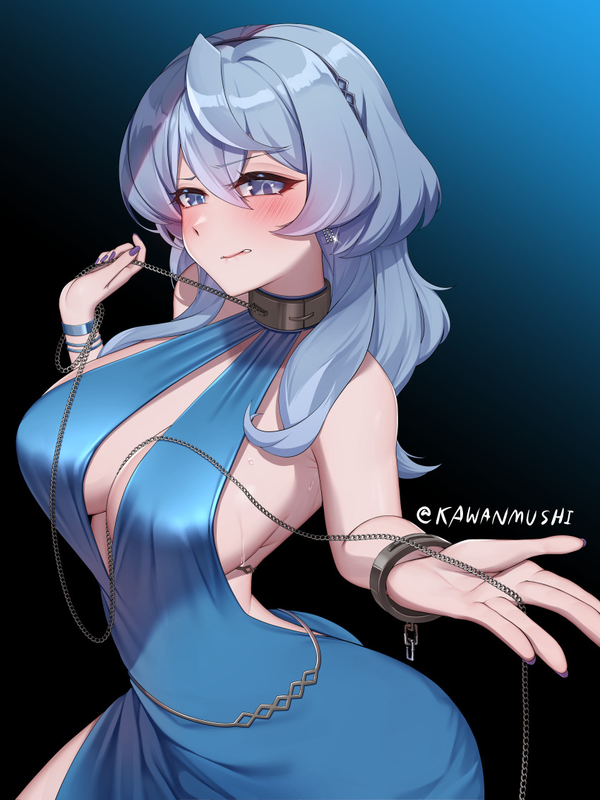 1girl, absurdres, ako_(blue_archive), ako_(dress)_(blue_archive), artist_name, ass, backless_dress, backless_outfit