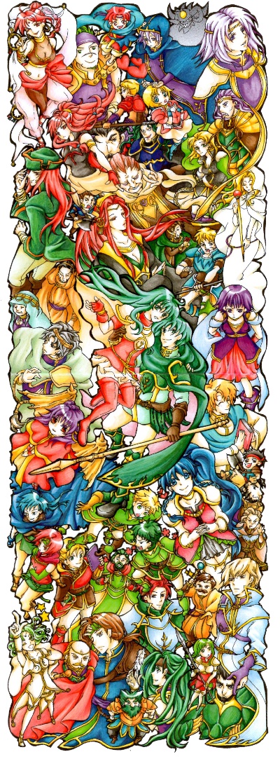 6+boys, 6+girls, amelia_(fire_emblem), armor, artur_(fire_emblem), axe, beard, black_hair, blonde_hair, blue_eyes, blue_hair, book, braid, breasts, brown_gloves, brown_hair, cape, character_request, cleavage, colm_(fire_emblem), cormag_(fire_emblem), dara_(fire_emblem), dozla_(fire_emblem), duessel_(fire_emblem), eirika_(fire_emblem), ephraim_(fire_emblem), everyone, ewan_(fire_emblem), facial_hair, fingerless_gloves, fire_emblem, fire_emblem:_the_sacred_stones, fomortiis_(fire_emblem), forde_(fire_emblem), franz_(fire_emblem), garcia_(fire_emblem), gerik_(fire_emblem), gilliam_(fire_emblem), gloves, green_hair, grey_hair, hat, holding, holding_book, holding_weapon, innes_(fire_emblem), ismaire_(fire_emblem), joshua_(fire_emblem), knoll_(fire_emblem), kyle_(fire_emblem), l'arachel_(fire_emblem), lute_(fire_emblem), lyon_(fire_emblem), mansel_(fire_emblem), marisa_(fire_emblem), morva_(fire_emblem), moulder_(fire_emblem), multiple_boys, multiple_girls, mustache, myrrh_(fire_emblem), natasha_(fire_emblem), navel, neimi_(fire_emblem), nintendo, orson_(fire_emblem), purple_hair, red_hair, rennac_(fire_emblem), riev_(fire_emblem), ross_(fire_emblem), saleh_(fire_emblem), selena_(fire_emblem:_the_sacred_stones), seth_(fire_emblem), shirou_(artist), smile, syrene_(fire_emblem), tana_(fire_emblem), tethys_(fire_emblem), valter_(fire_emblem), vanessa_(fire_emblem), vigarde_(fire_emblem), weapon