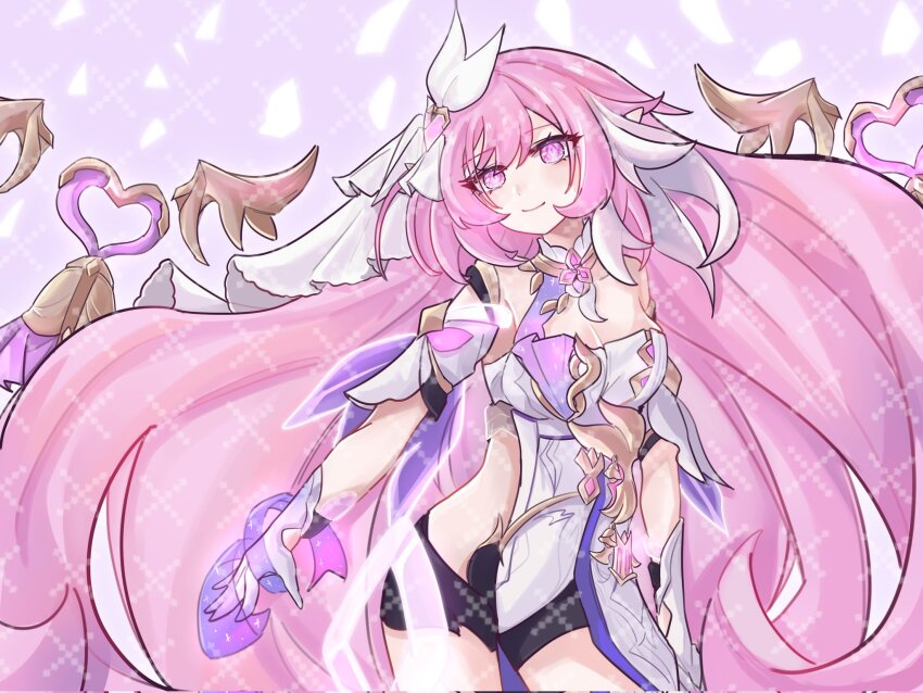 1girl, absurdly_long_hair, bell, black_shorts, breasts, cleavage, commentary_request, corrupted_twitter_file