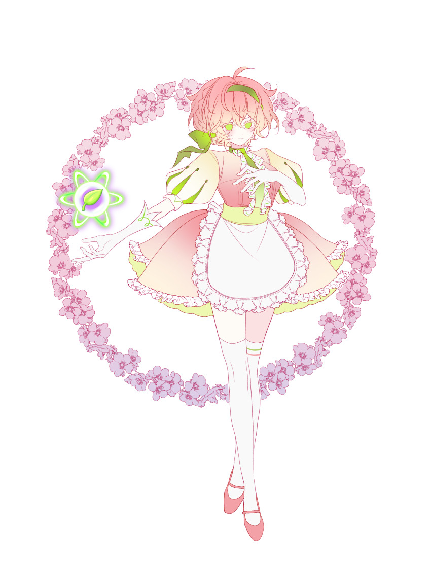 1girl, absurdres, ahoge, apron, belt, blonde_hair, bow, braid