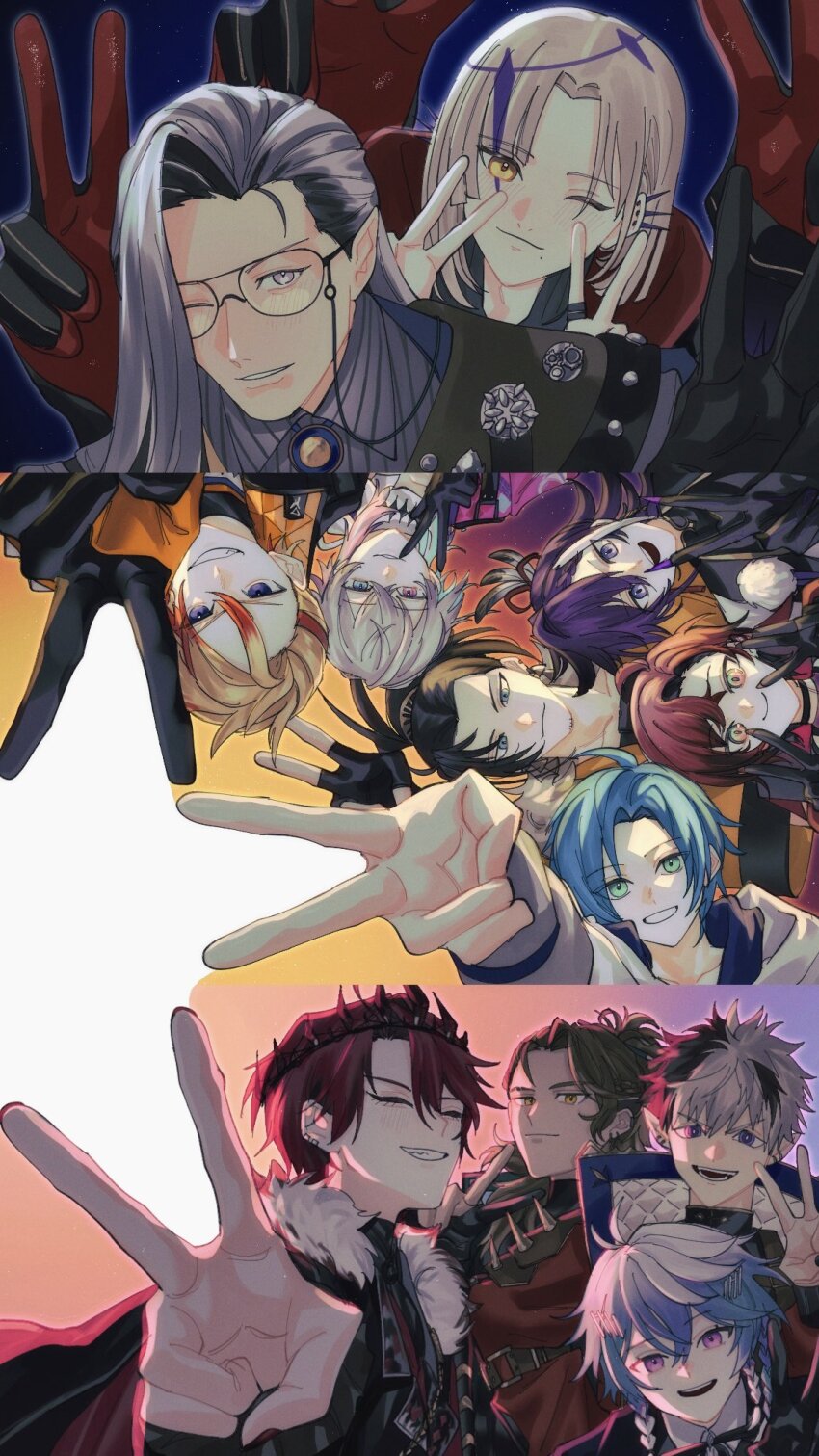 6+boys, axel_syrios_(1st_costume), banzoin_hakka, banzoin_hakka_(1st_costume), black_gloves, black_jacket, blonde_hair, blue_eyes