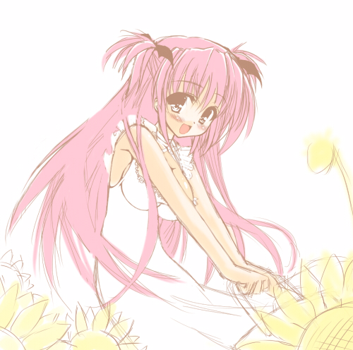 00s, 1girl, :d, ayuhara_hiiro, breasts, brown_eyes, dress, female_focus