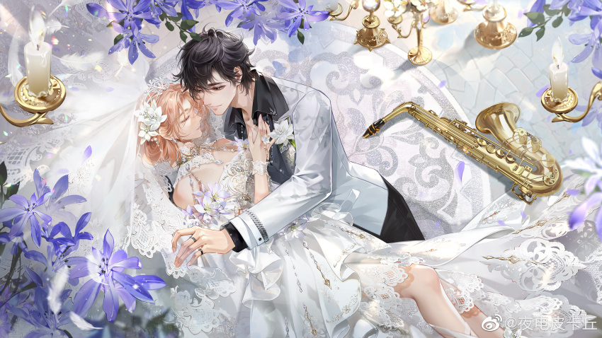 1boy, 1girl, ankle_socks, bare_shoulders, black_eyes, black_hair, black_pants, black_shirt