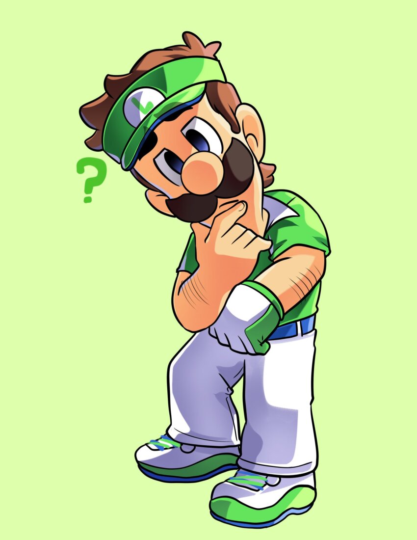 1boy, ?, arm_hair, belt, blue_eyes, brown_hair, carolinerdraws, confused