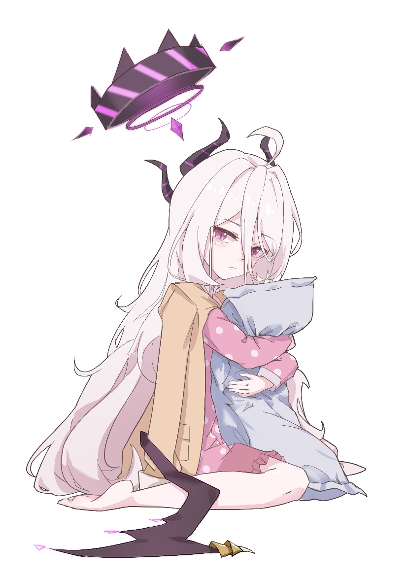 1girl, black_halo, black_horns, black_wings, blue_archive, commentary_request, halo, hina_(blue_archive)