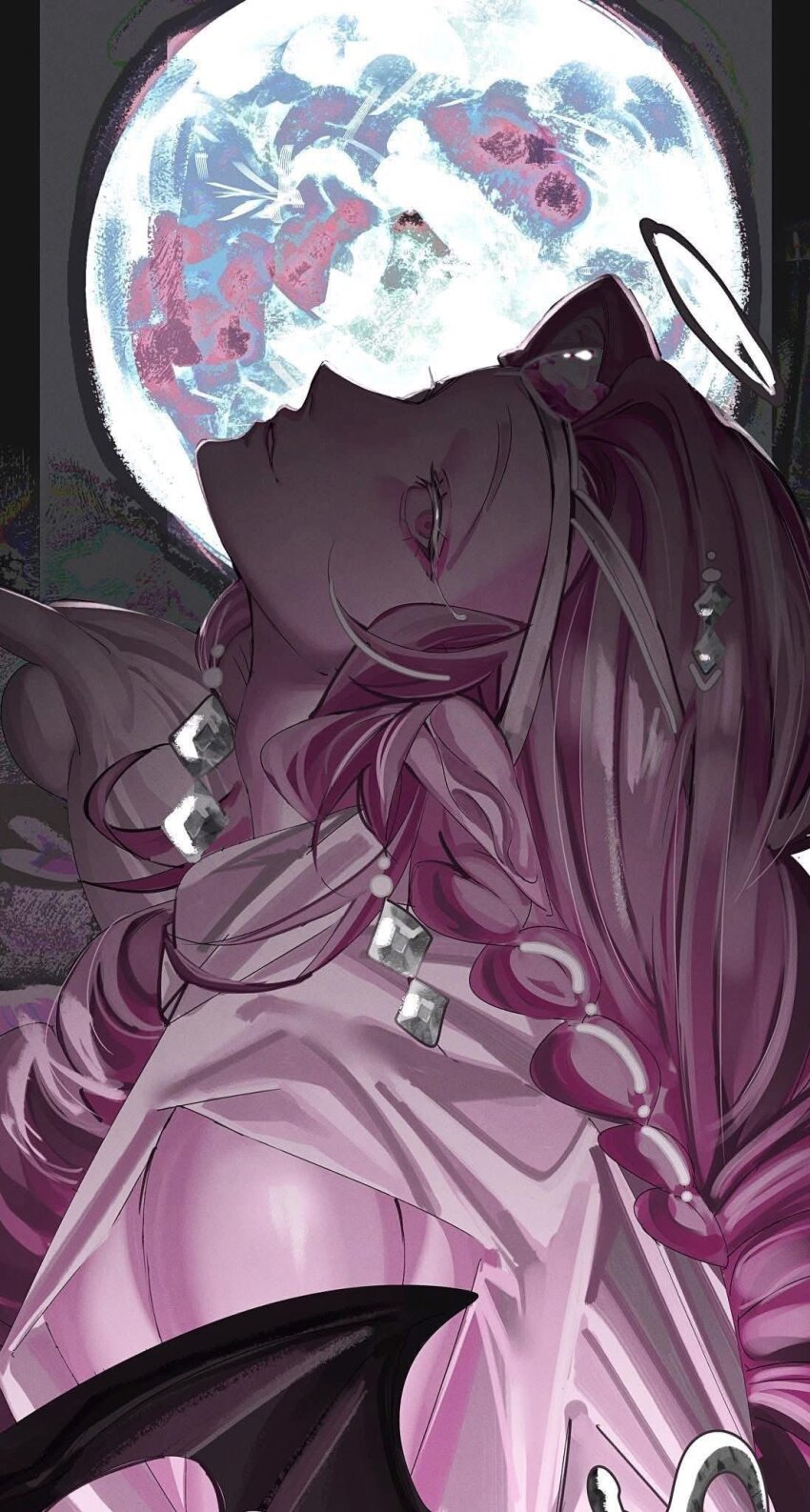 1girl, angel, angel_wings, colored_skin, cookie_run, cookie_run:_kingdom, demon_girl, dress