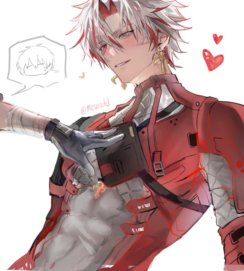 2boys, bandaged_arm, bandages, black_gloves, bodysuit, commentary, dutch_angle, facial_scar