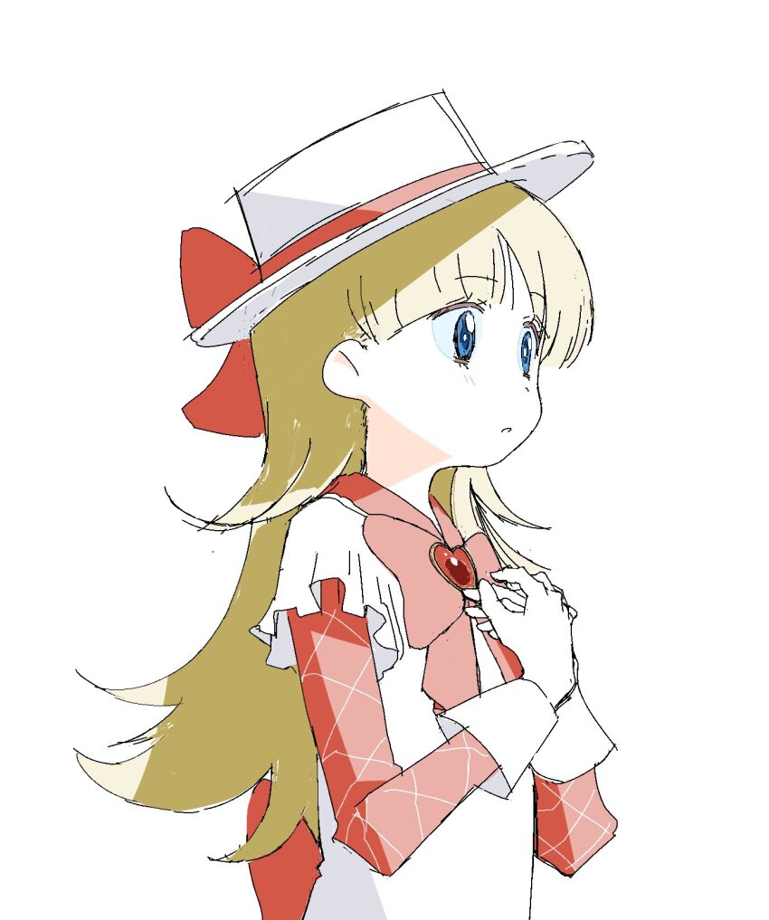 1girl, ashita_no_nadja, blonde_hair, blue_eyes, blunt_bangs, bow, dress, gloves